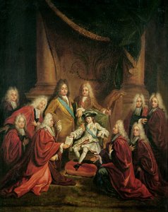 Luigi XV (1710-74) che concede patenti di nobiltà al Corpo Municipale di Parigi da Louis de, the Younger Boulogne